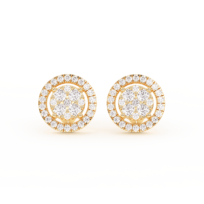 Men's Double-Frame Cluster Diamond Stud Earrings 0.54ct 14K Gold - bayamjewelry