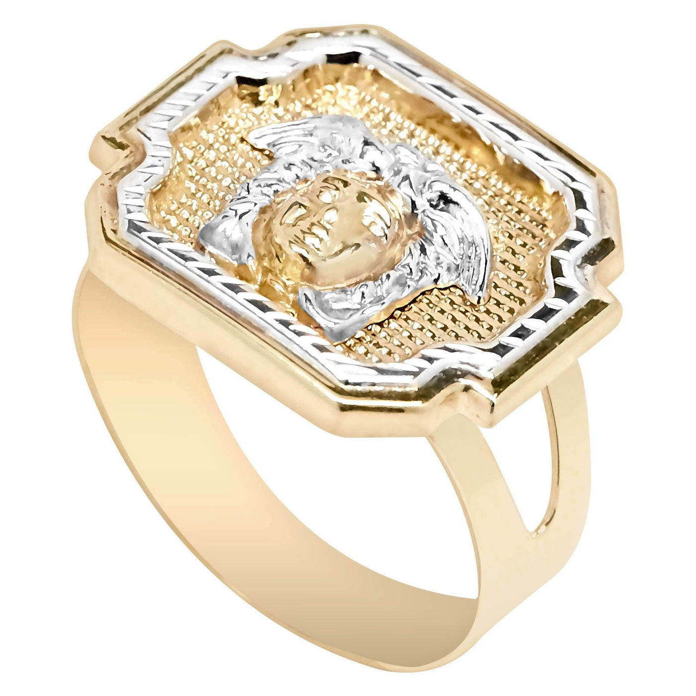 Men's Medusa Two-Tone Ring 10K Yellow Gold Size 10 - bayamjewelry