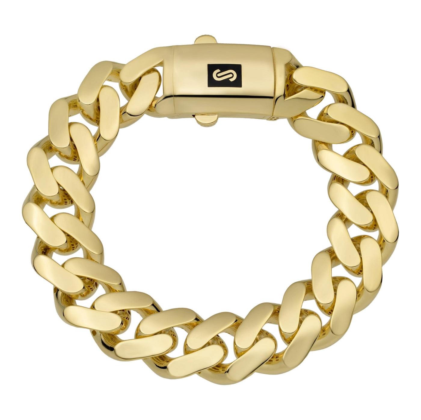 Men's Miami Cuban Link 11mm Plain Monaco Bracelet 10K Yellow Gold 8.5" - bayamjewelry