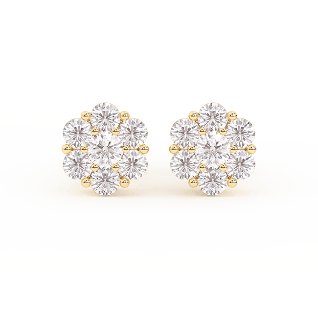 Men's Multi-Diamond Flower Diamond Stud Earrings 14K Gold - bayamjewelry