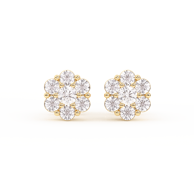 Men's Multi-Diamond Flower Diamond Stud Earrings 14K Gold - bayamjewelry