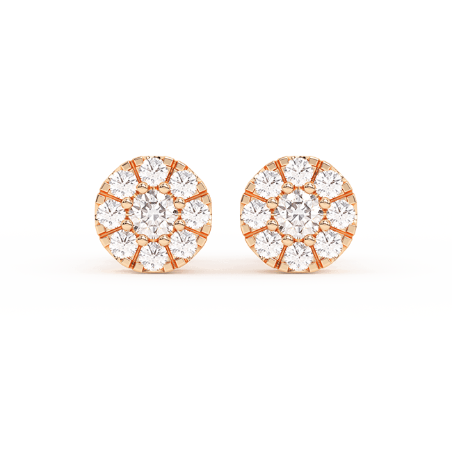 Men's Round Cluster Diamond Stud Earrings 0.31ct 14K Gold - bayamjewelry