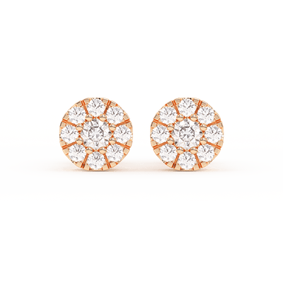 Men's Round Cluster Diamond Stud Earrings 0.31ct 14K Gold - bayamjewelry