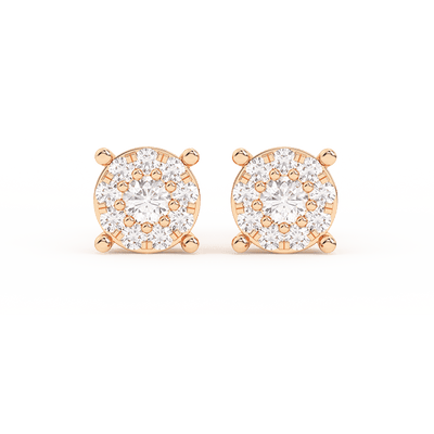 Men's Round Cluster Diamond Stud Earrings 0.34ct 14K Gold - bayamjewelry