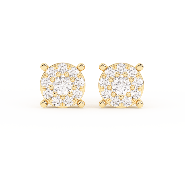 Men's Round Cluster Diamond Stud Earrings 0.34ct 14K Gold - bayamjewelry