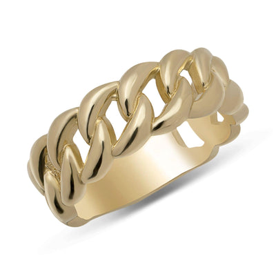 Miami Cuban Link Ring Solid 10K Yellow Gold - bayamjewelry