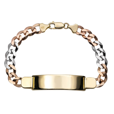 Miami Curb Link ID Bracelet 10K Tri-Color Gold - Solid - bayamjewelry