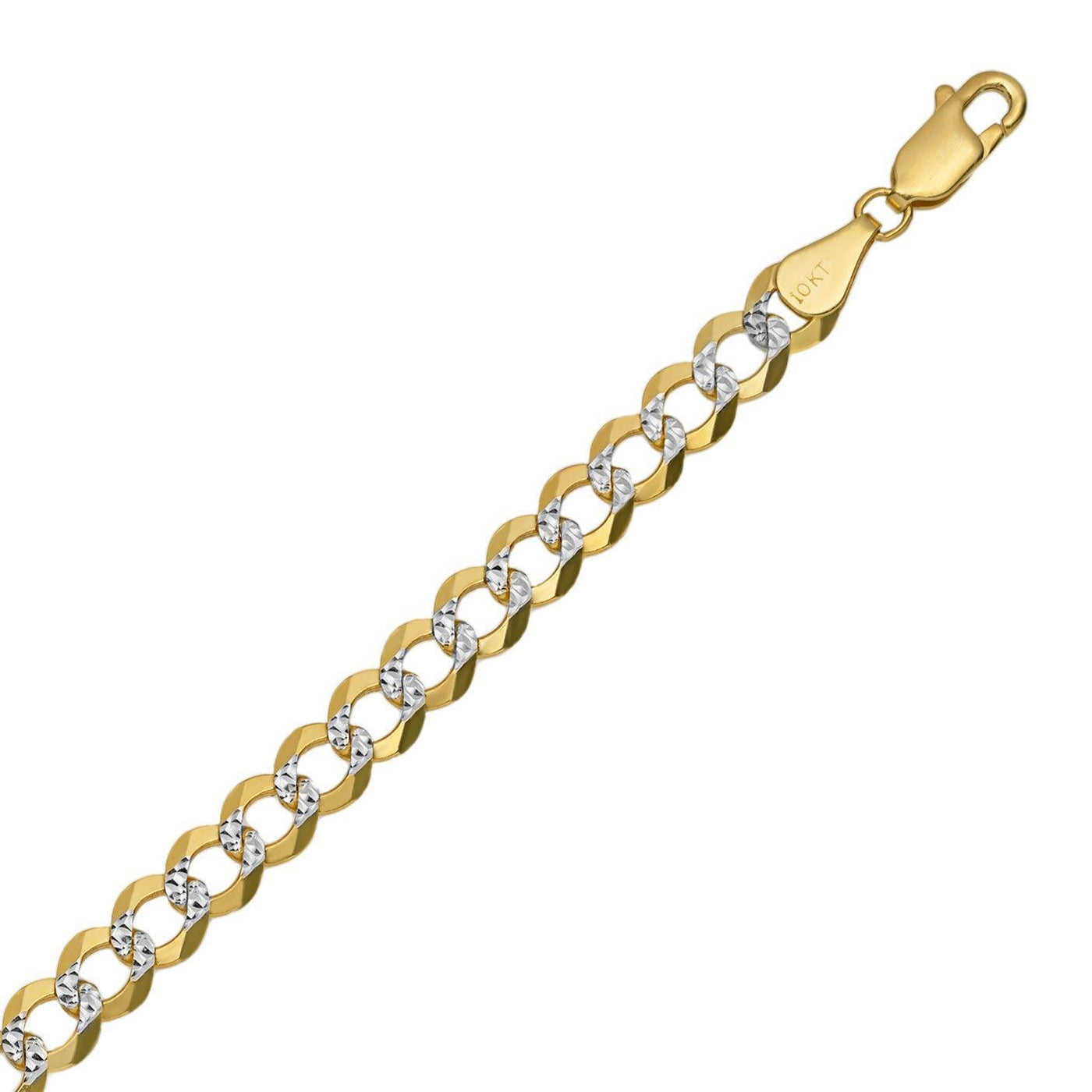 Miami Curb Pave Link Anklet 10K Yellow Gold - Solid - bayamjewelry