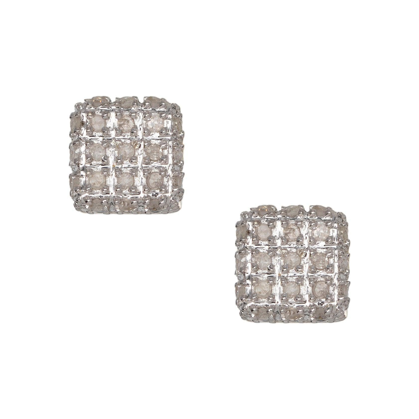 Micro-Pavé Cube Diamond Stud Earrings 0.20ct 10K Yellow Gold - bayamjewelry