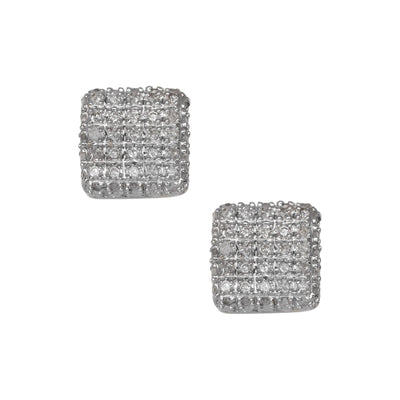 Micro-Pavé Cube Diamond Stud Earrings 0.35ct 10K Yellow Gold - bayamjewelry