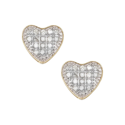 Micro-Pavé Heart Diamond Stud Earrings 0.29ct 10K Yellow Gold - bayamjewelry