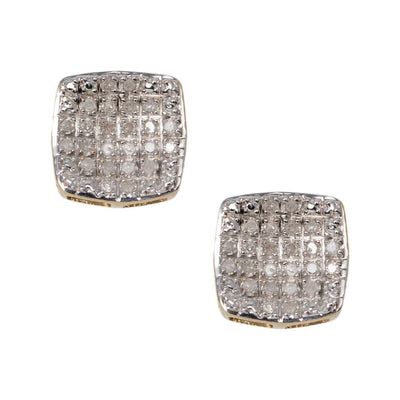 Micro-Pavé Square Diamond Stud Earrings 0.18ct 10K Yellow Gold - bayamjewelry