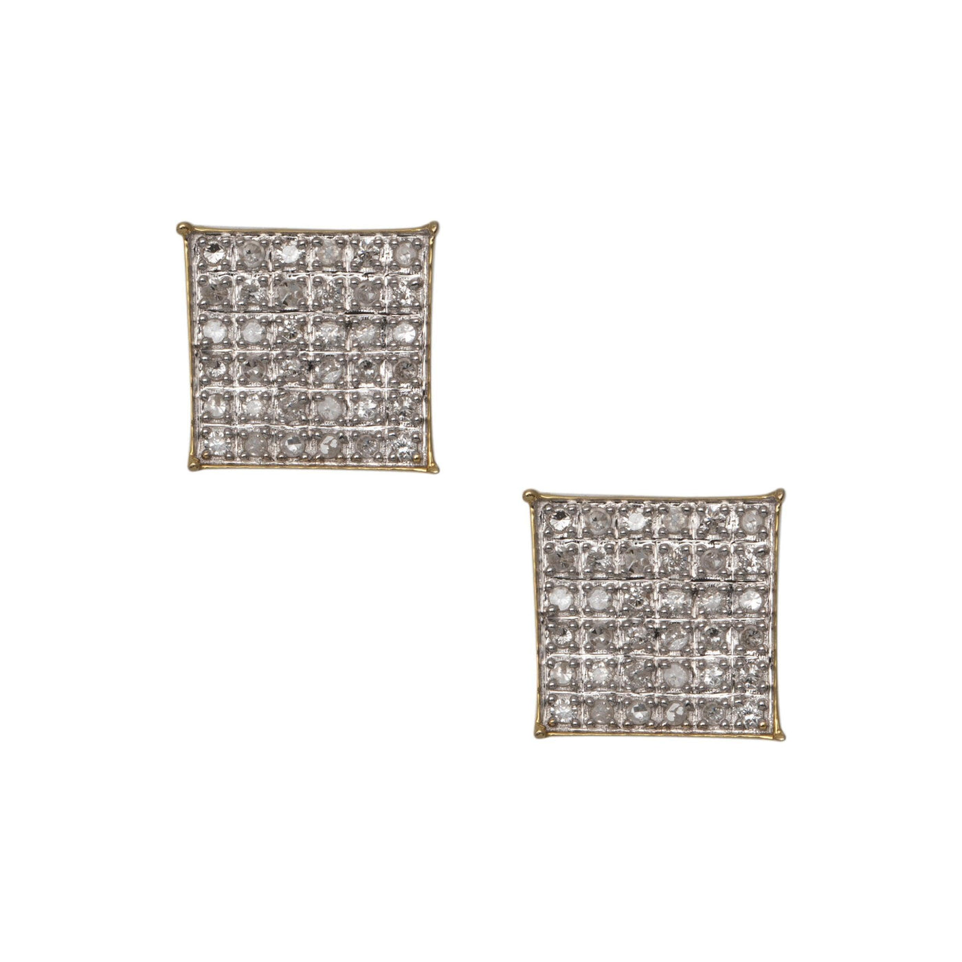 Micro-Pavé Square Diamond Stud Earrings 0.29ct 10K Yellow Gold - bayamjewelry