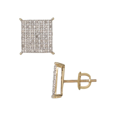 Micro-Pavé Square Diamond Stud Earrings 0.32ct 10K Yellow Gold - bayamjewelry