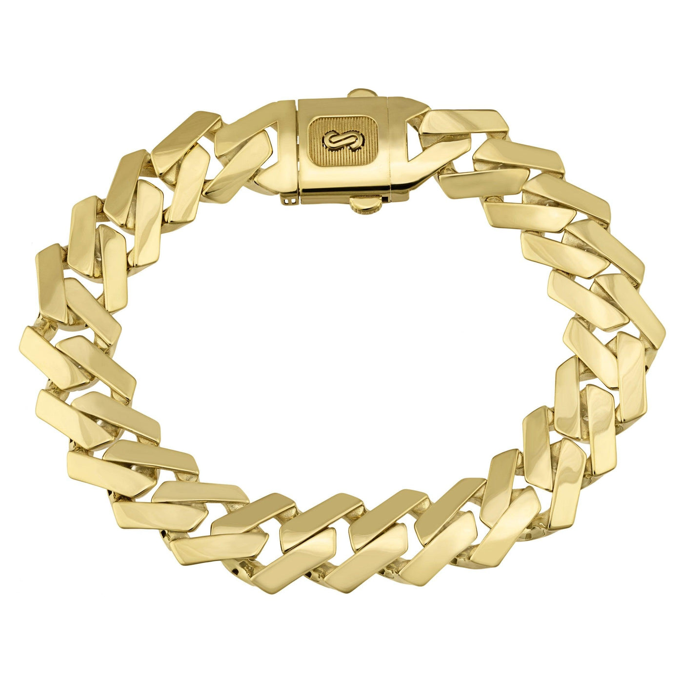 Monaco Chain Miami Cuban Link Edge Bracelet 10K Yellow Gold - Hollow - bayamjewelry