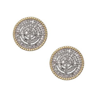 Multi-Diamond Double Frame Round Diamond Stud Earrings 0.4ct 10K Yellow Gold - bayamjewelry