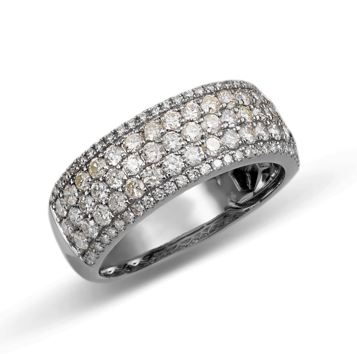 Multi-Row Band Diamond Ring 2.23ct 14K White Gold - bayamjewelry