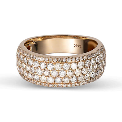 Multi-Row Band Diamond Ring 2.23ct 14K Yellow Gold - bayamjewelry
