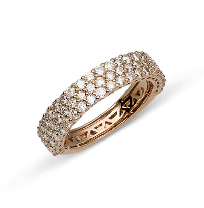 Multi-Row Band Diamond Ring 2.31ct 14K Yellow Gold - bayamjewelry