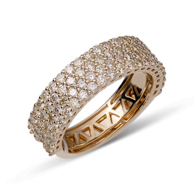 Multi-Row Band Diamond Ring 2.68ct 14K Yellow Gold - bayamjewelry