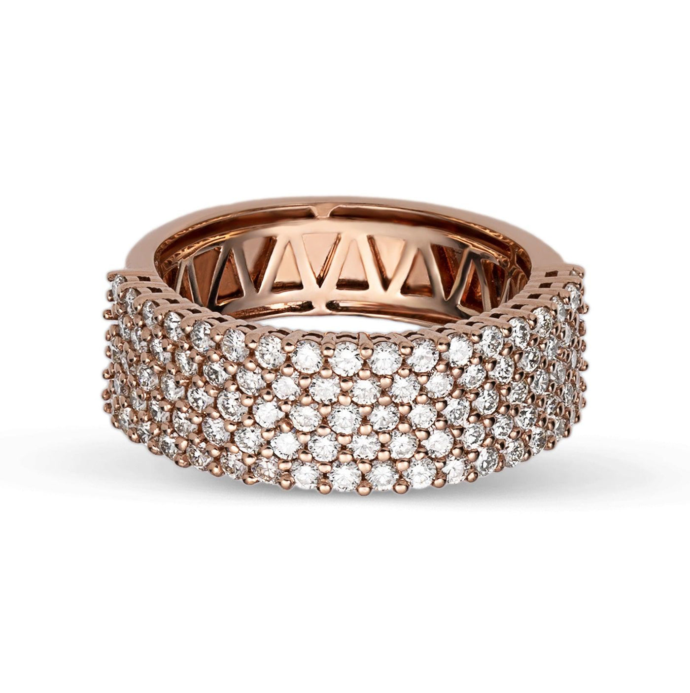 Multi-Row Band Diamond Ring 2.99ct 14K Rose Gold - bayamjewelry