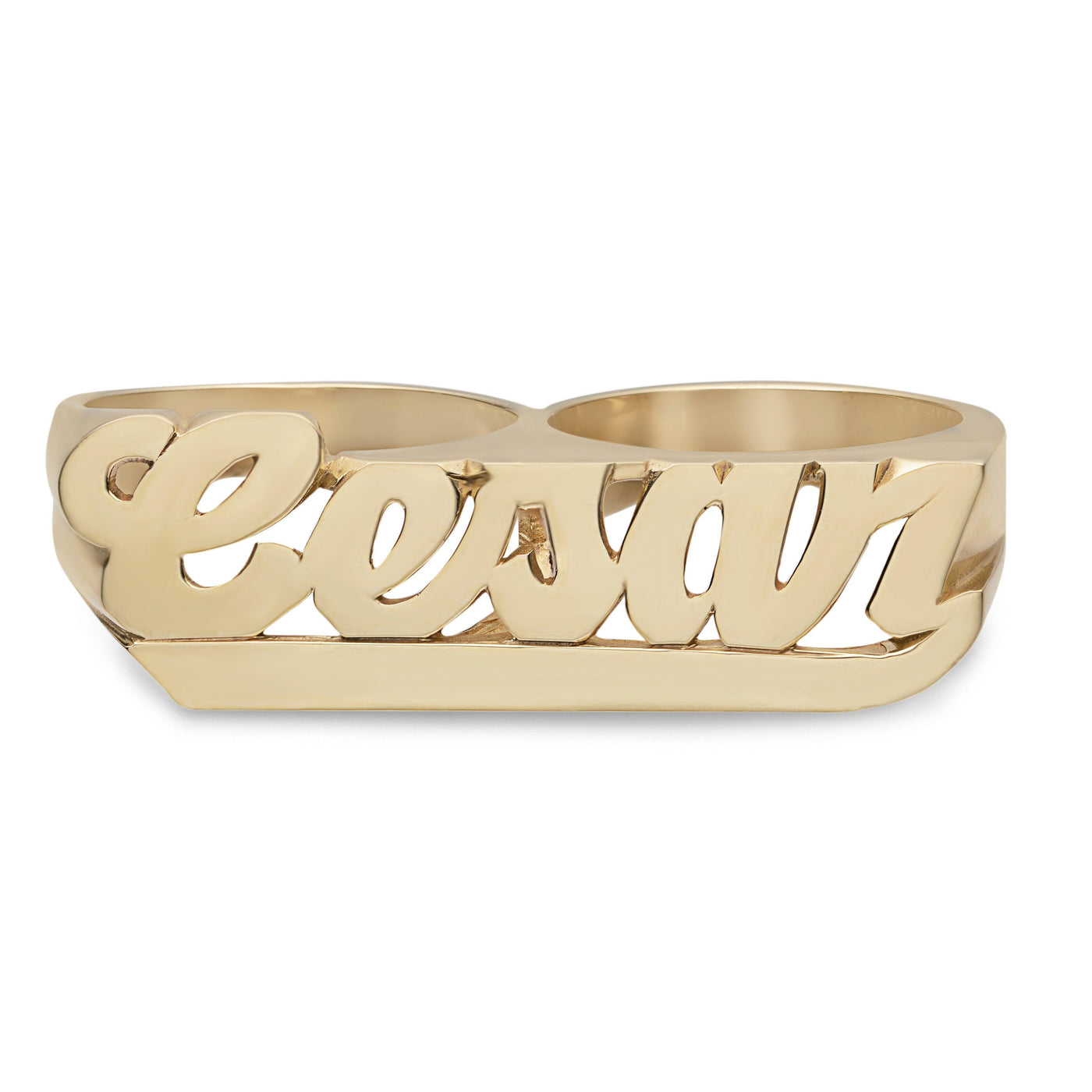Name Two-Finger Ring 14K Gold - Style 3 - bayamjewelry
