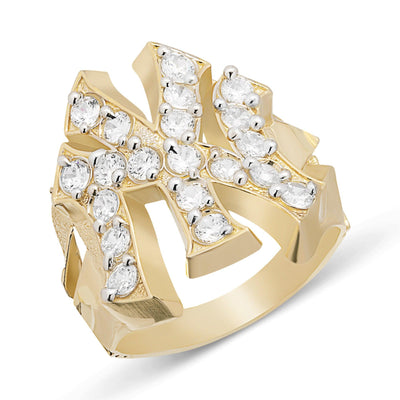 New York Yankees CZ Ring Solid 10K Yellow Gold - bayamjewelry