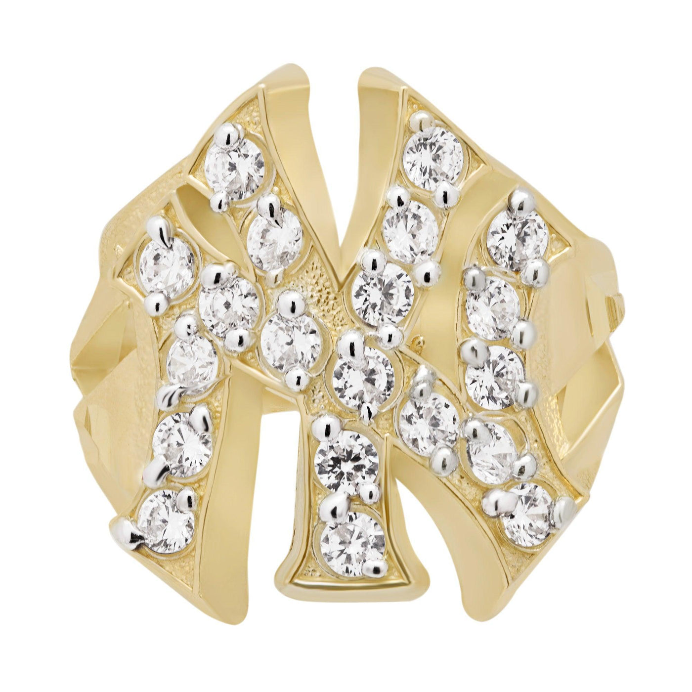 New York Yankees CZ Ring Solid 10K Yellow Gold - bayamjewelry