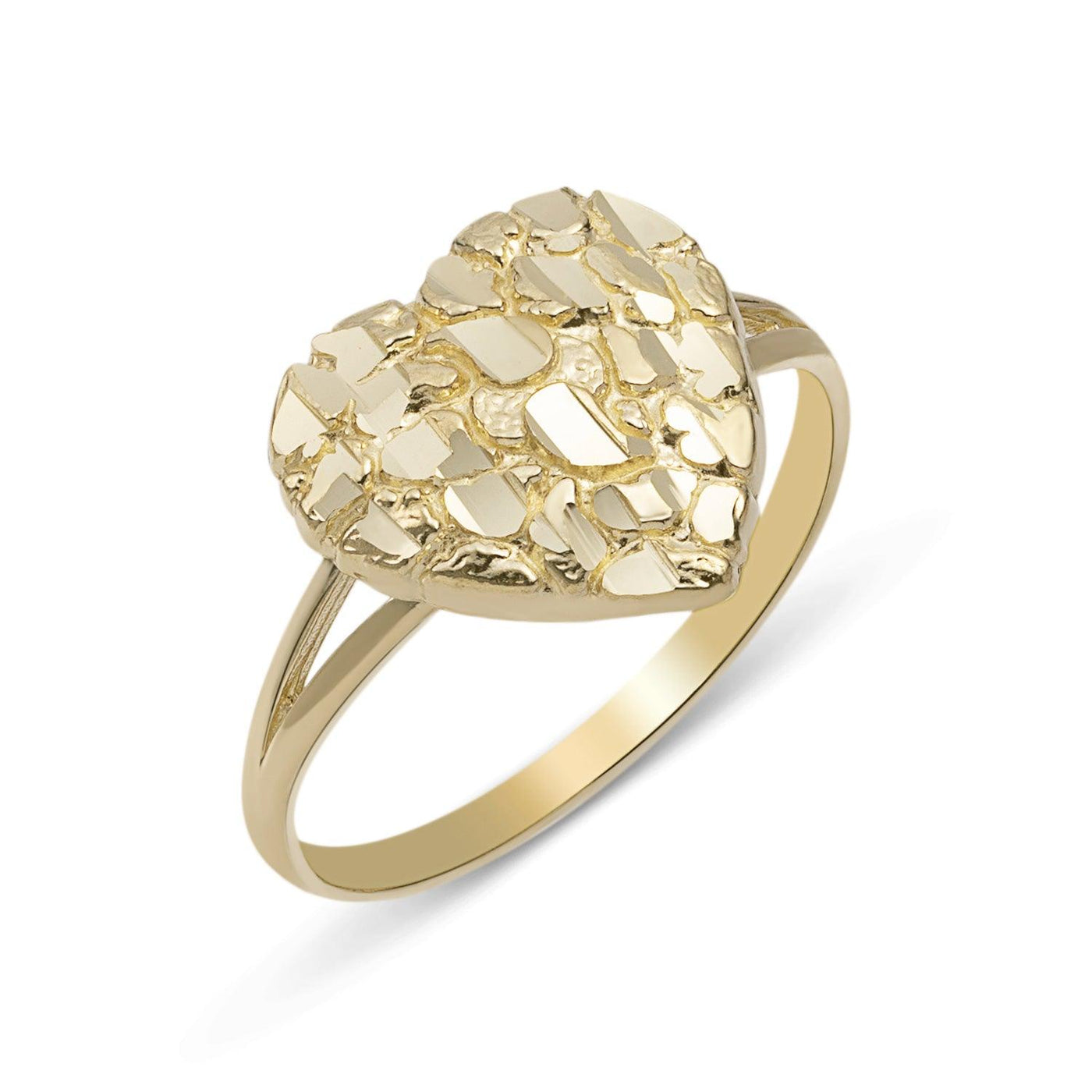 Nugget Heart Ring 10K Yellow Gold - bayamjewelry