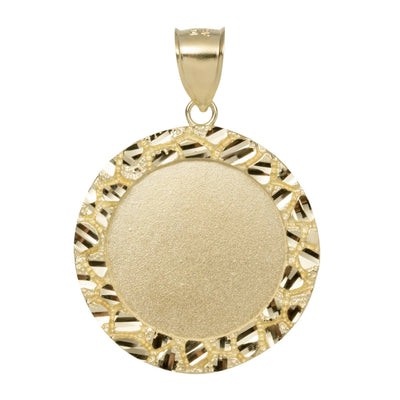 Nugget Medallion Pendant Solid 10K Yellow Gold - bayamjewelry