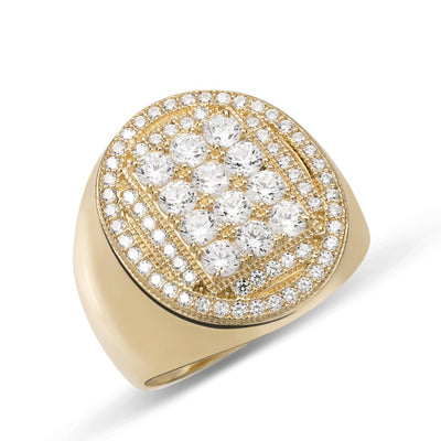 Oval Design CZ Ring Solid 10K Yellow Gold - bayamjewelry