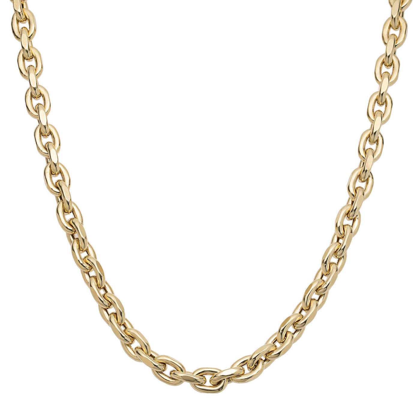 Oval Rolo Link Chain Necklace 14K Gold - bayamjewelry