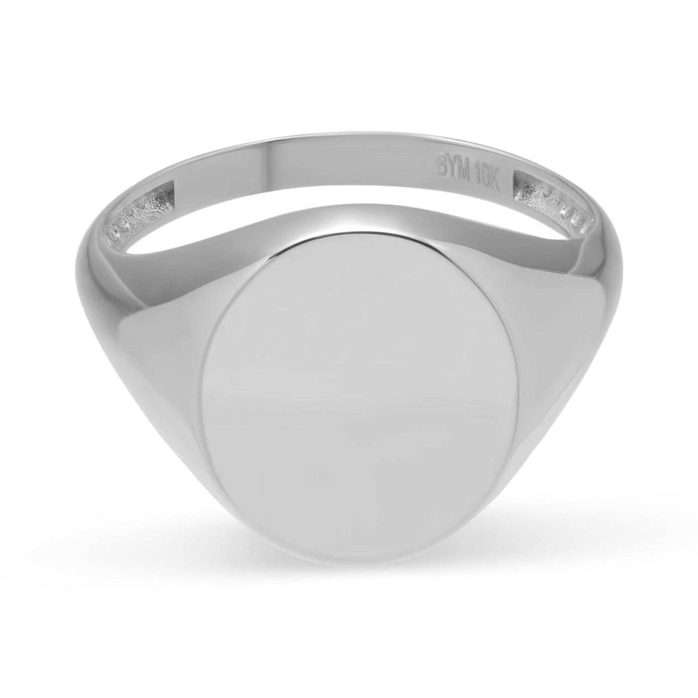 Oval Signet Ring Solid 10K White Gold - bayamjewelry