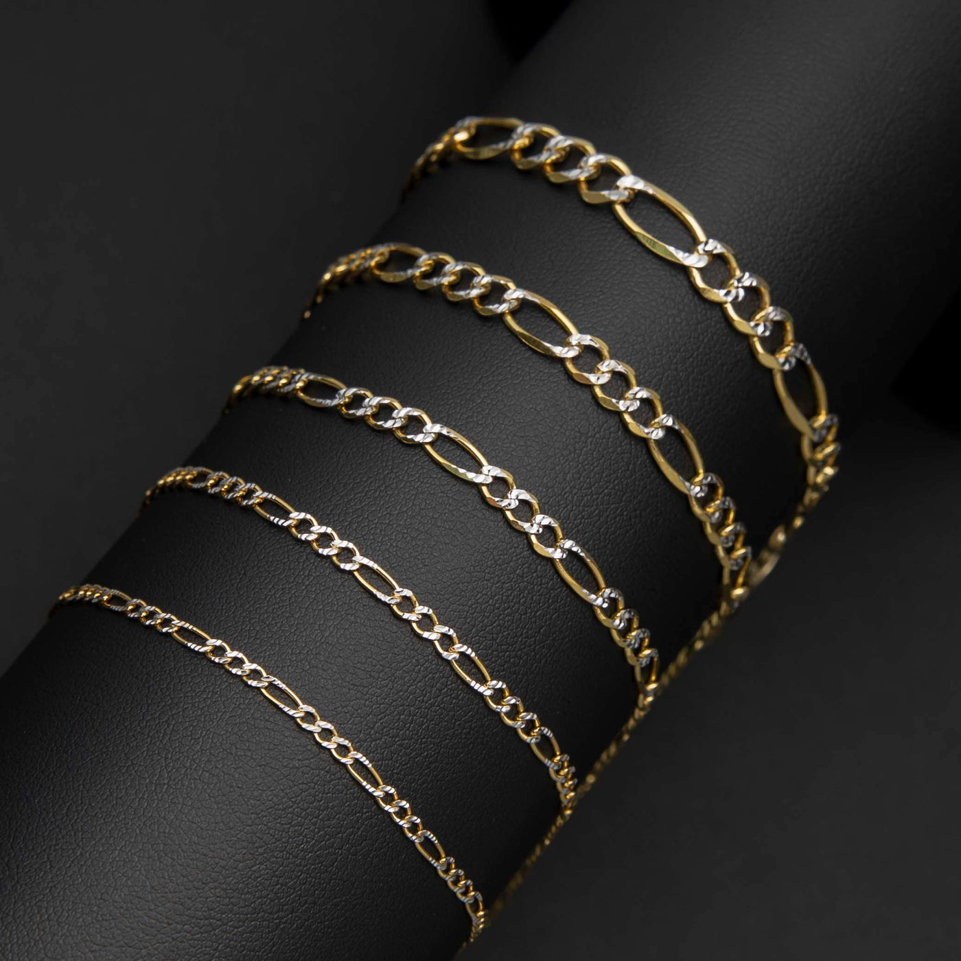 Pavé Figaro Link Anklet 10K Yellow Gold - Solid - bayamjewelry