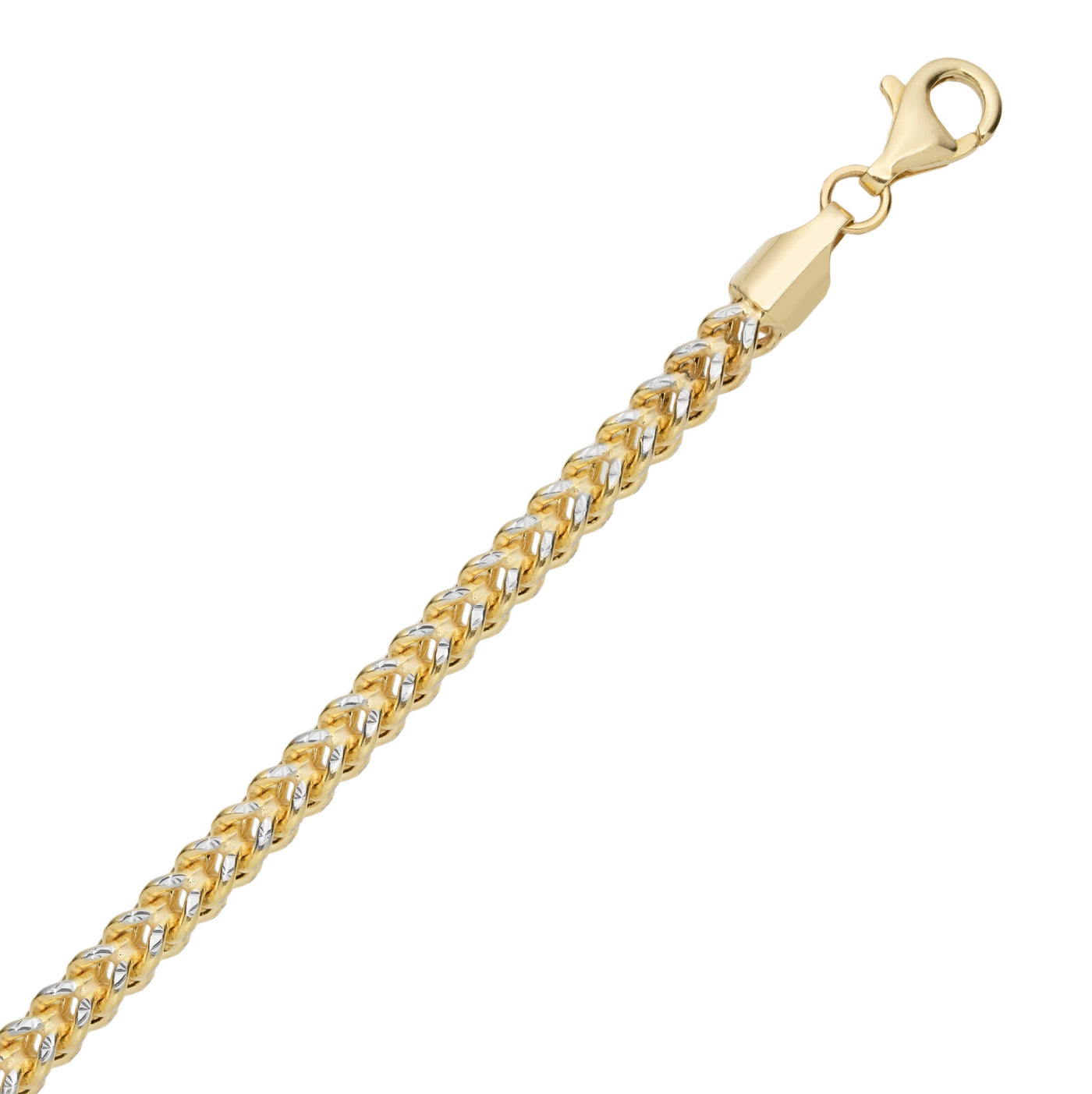 Pavé Franco Link Anklet 10K Yellow Gold - Hollow - bayamjewelry