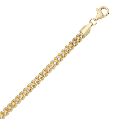 Pavé Franco Link Anklet 14K Yellow White Gold - Hollow - bayamjewelry
