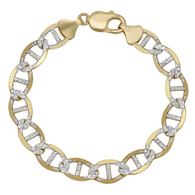 Pave Mariner Link Bracelet 10K Yellow White Gold - Solid - bayamjewelry