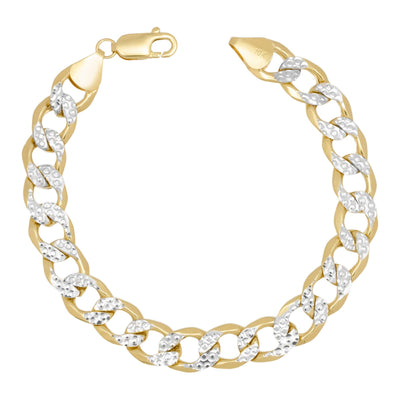 Pave Miami Curb Link Bracelet 10K Yellow White Gold - Hollow - bayamjewelry