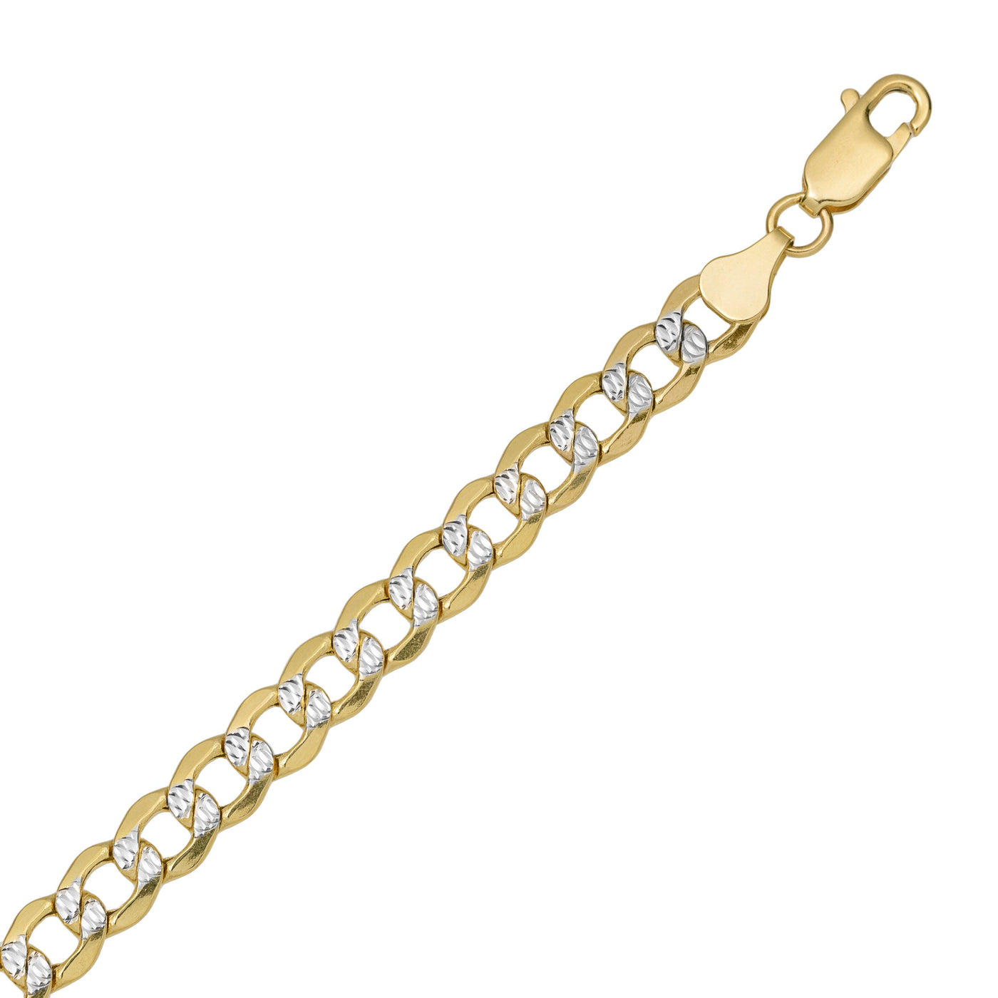 Pave Miami Curb Link Bracelet 14K Yellow White Gold - Hollow - bayamjewelry