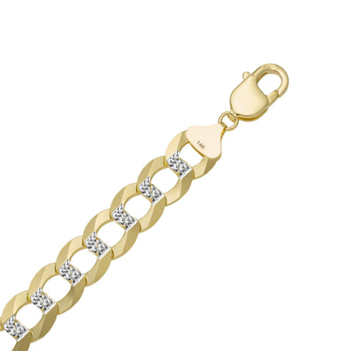 Pave Miami Curb Link Bracelet 14K Yellow White Gold - Solid - bayamjewelry