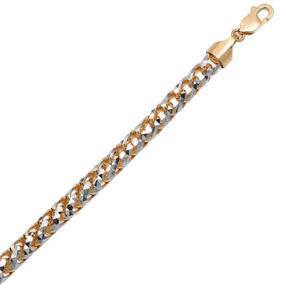 Pave Round Franco Chain Bracelet 14K Yellow White Gold - bayamjewelry