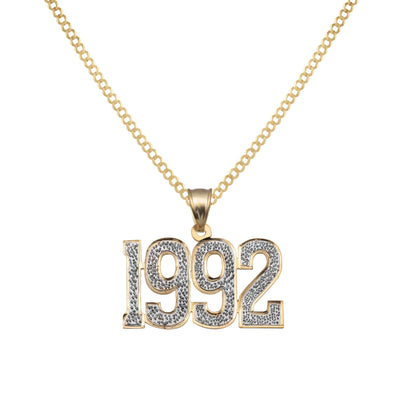 Personalized Birth Year Number Necklace 14K Gold - Style 147 - bayamjewelry