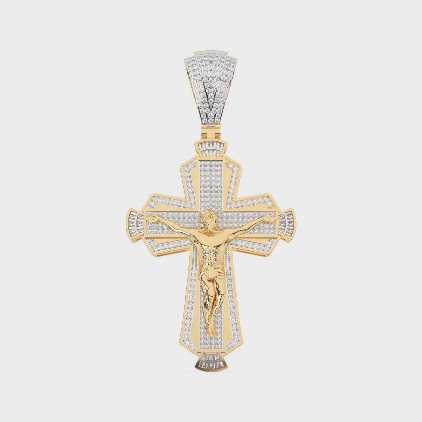 2" Diamond Jesus Crucifix Cross Pendant 0.80ctw 10K Yellow Gold