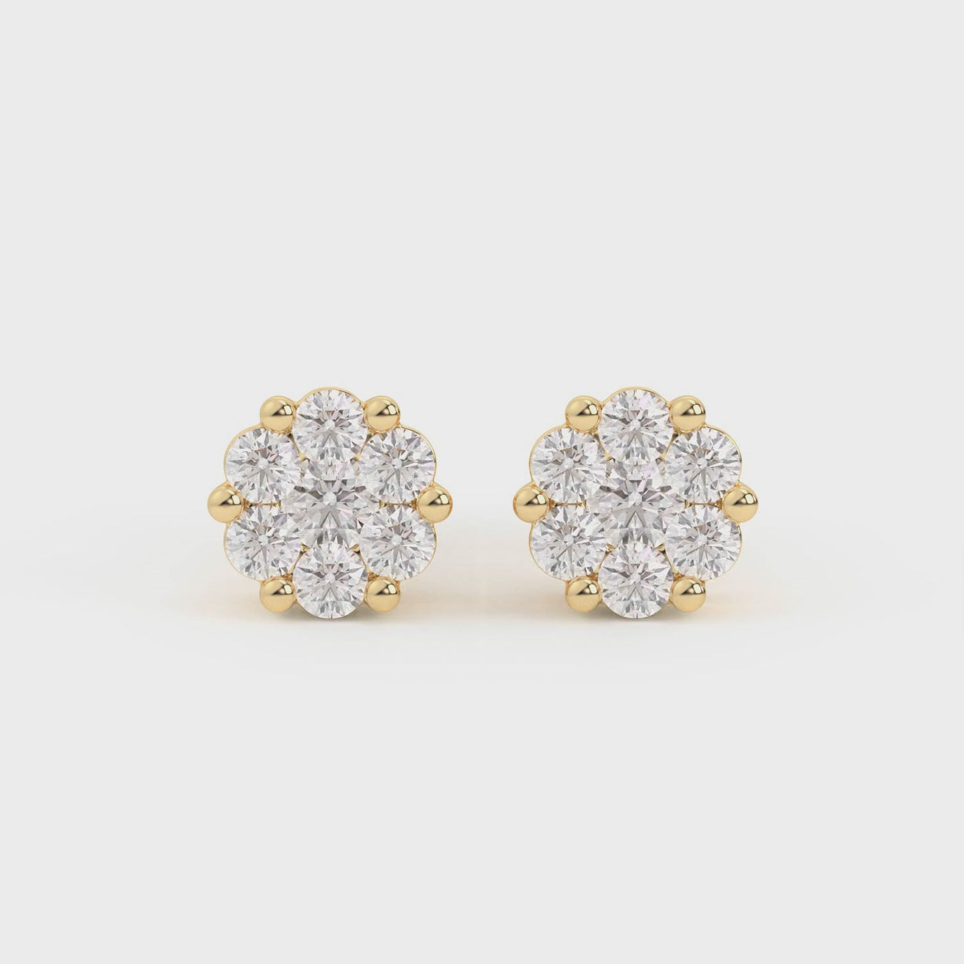 Men's Flower Cluster Diamond Stud Earrings 0.29ct 14K Gold