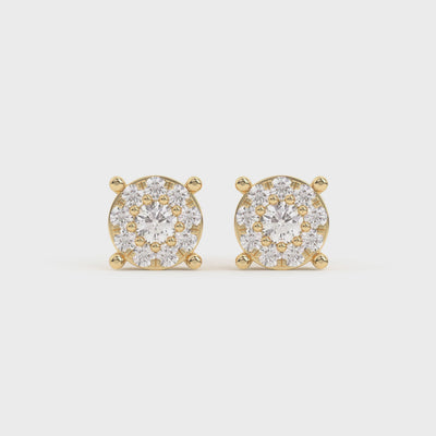 Women's Round Cluster Diamond Stud Earrings 0.34ct 14K Gold