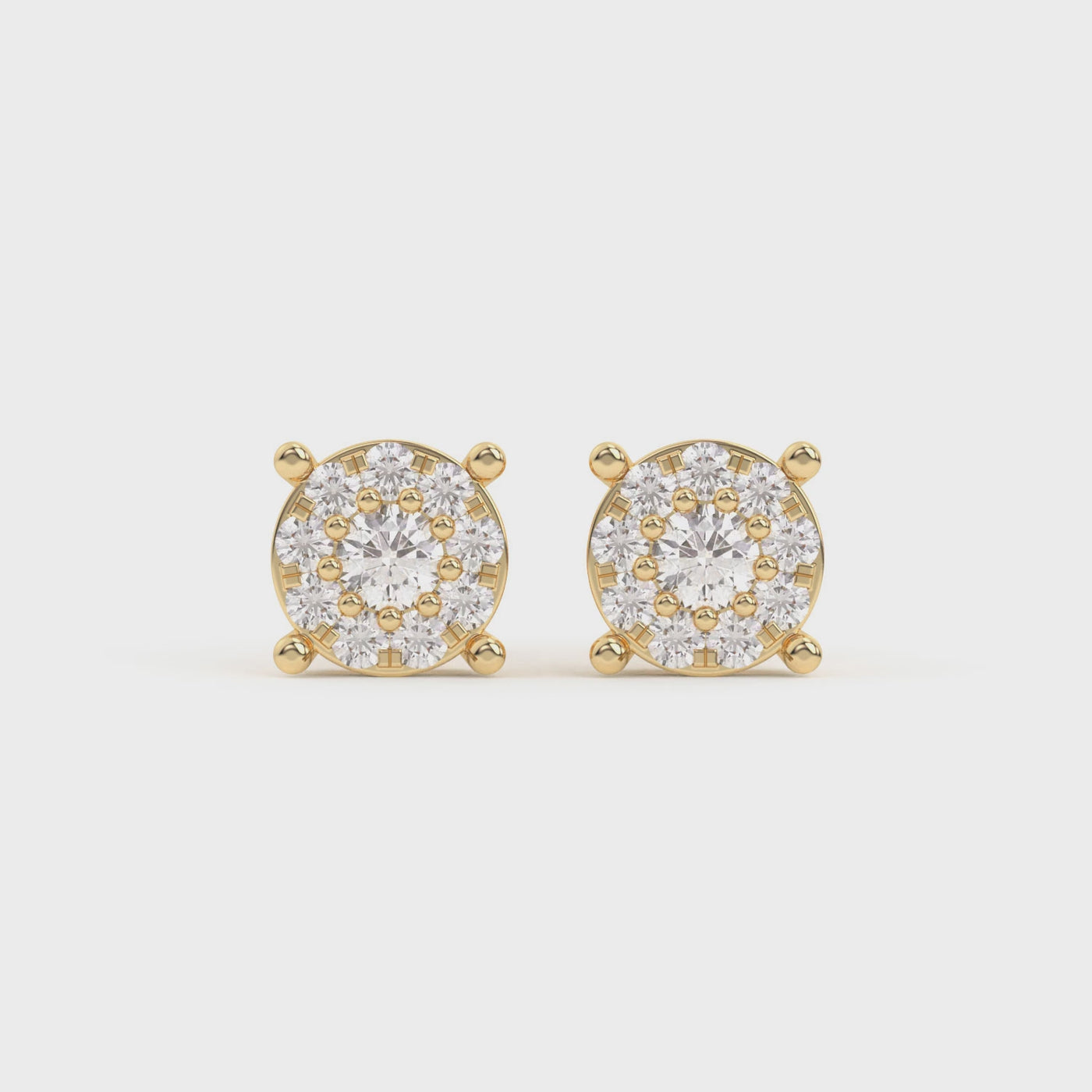 Men's Round Cluster Diamond Stud Earrings 0.34ct 14K Gold