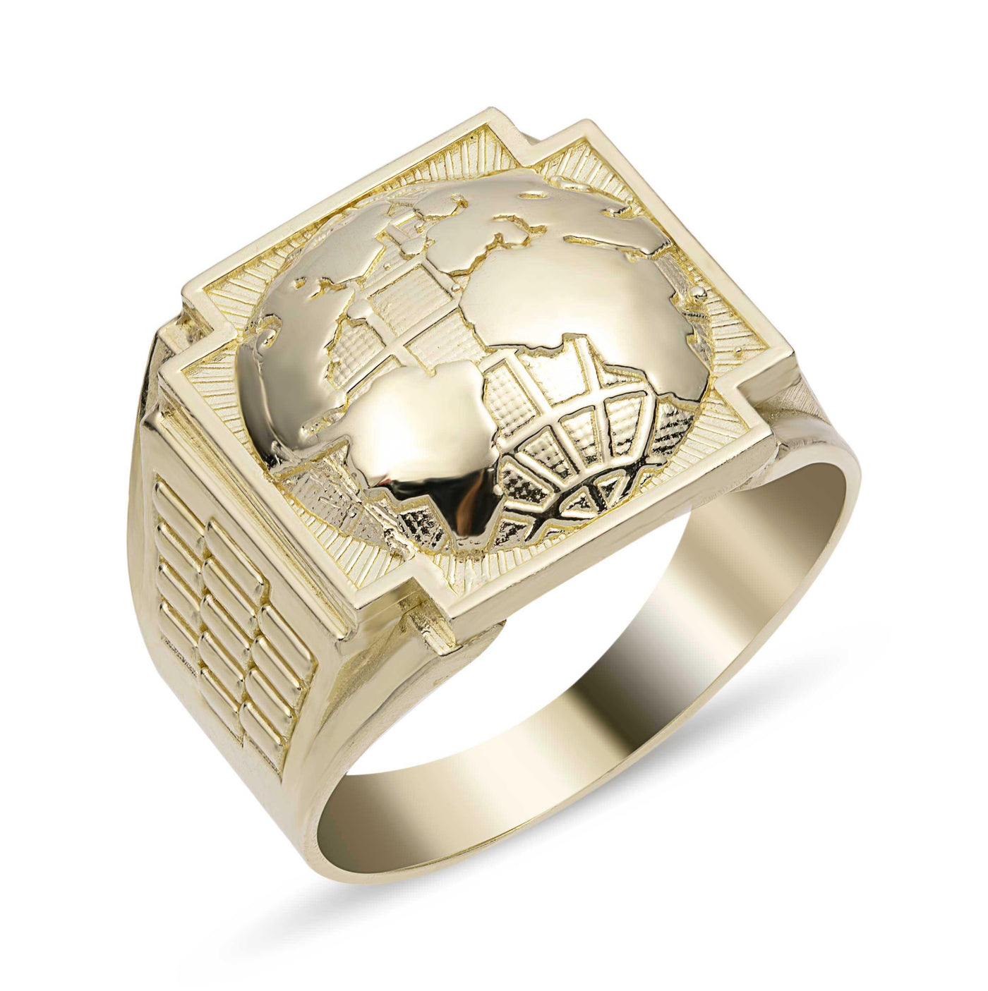 Railroad Design World Signet Ring Solid 10K Yellow Gold - bayamjewelry