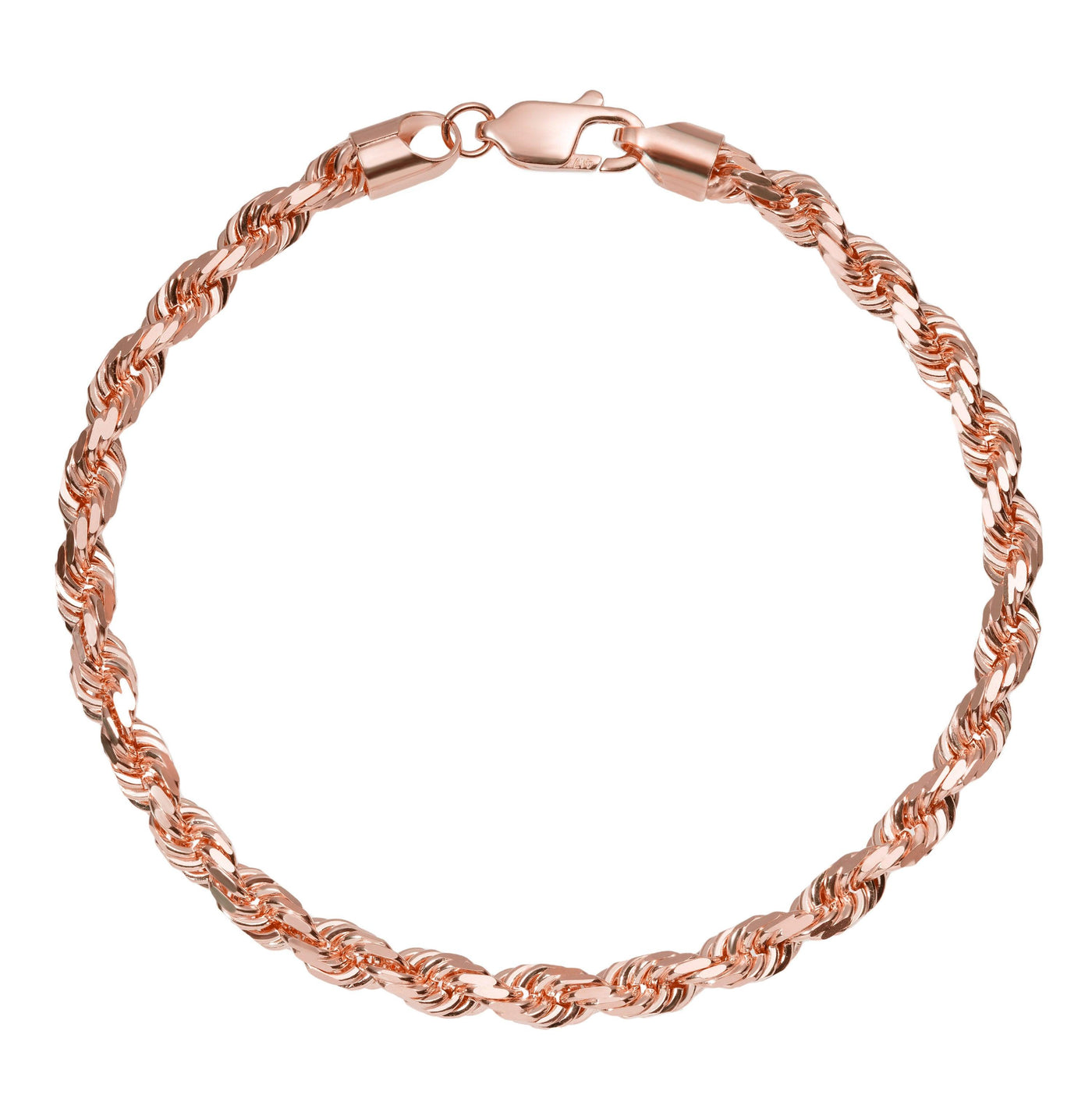 Rope Chain Bracelet 10K Rose Gold - Solid - bayamjewelry