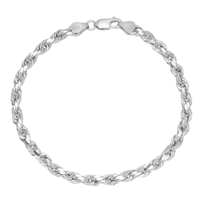 Rope Chain Bracelet 10K White Gold - Hollow - bayamjewelry