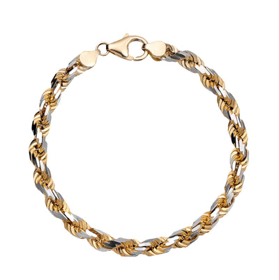 Rope Chain Bracelet 14K Yellow White Gold - Solid - bayamjewelry